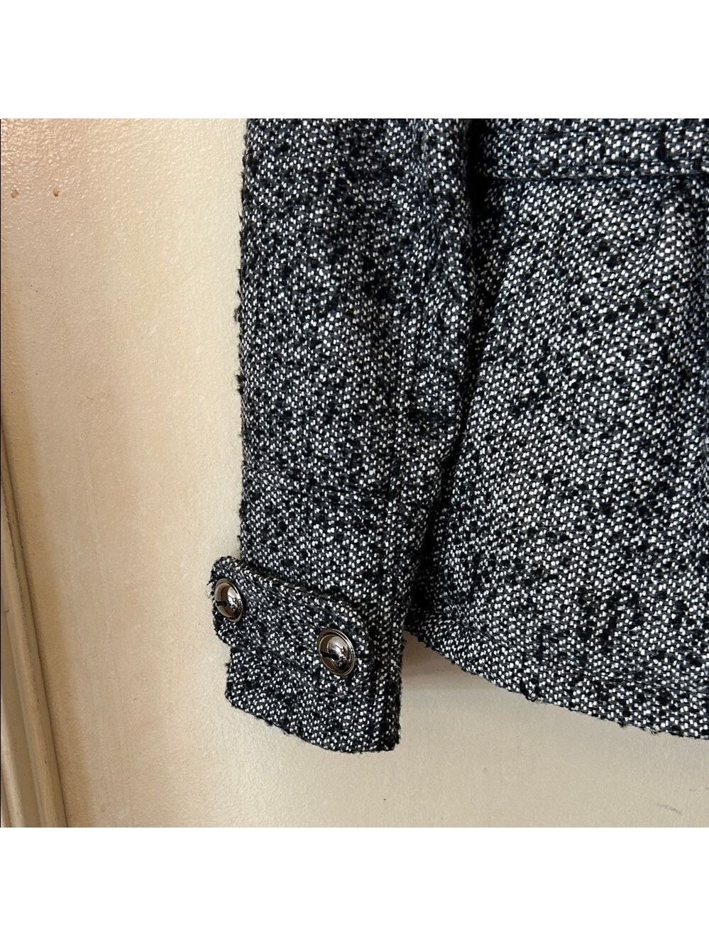 Pink Envelope Black and WhiteTweed Pea Coat size M - Picture 4 of 12